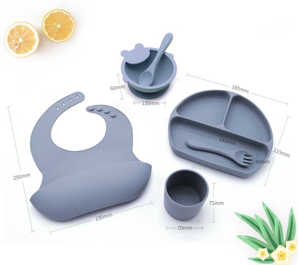 Teddy Bear Bib, Bowl & Spoon - Feeding Set -Set of 6